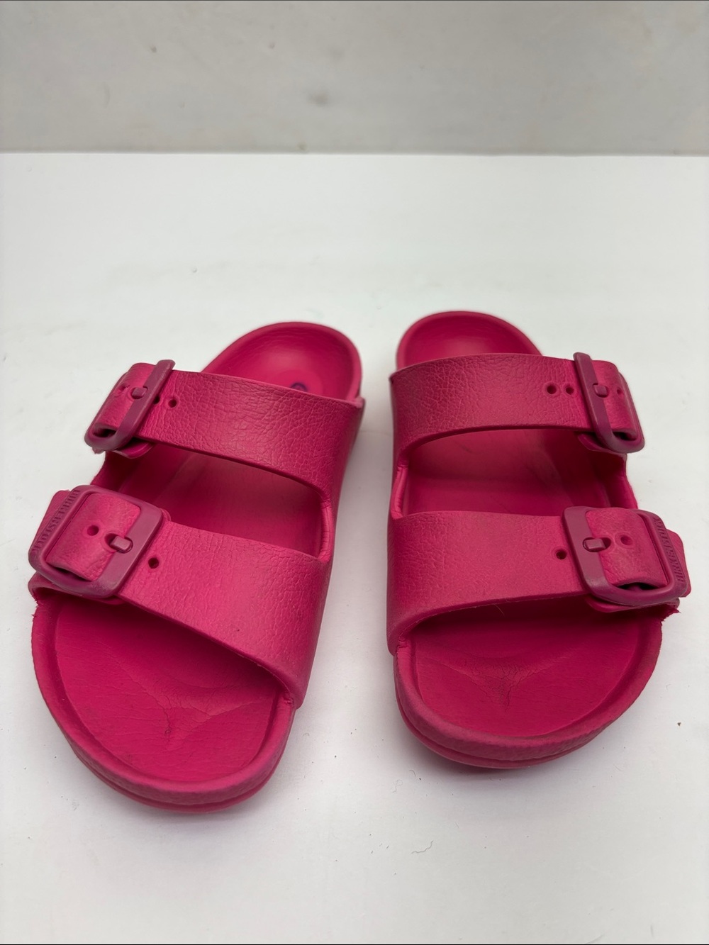 Birkenstock Kids Bright Pink Double-Strap Slide Sandals, SZ 8 toddler girl